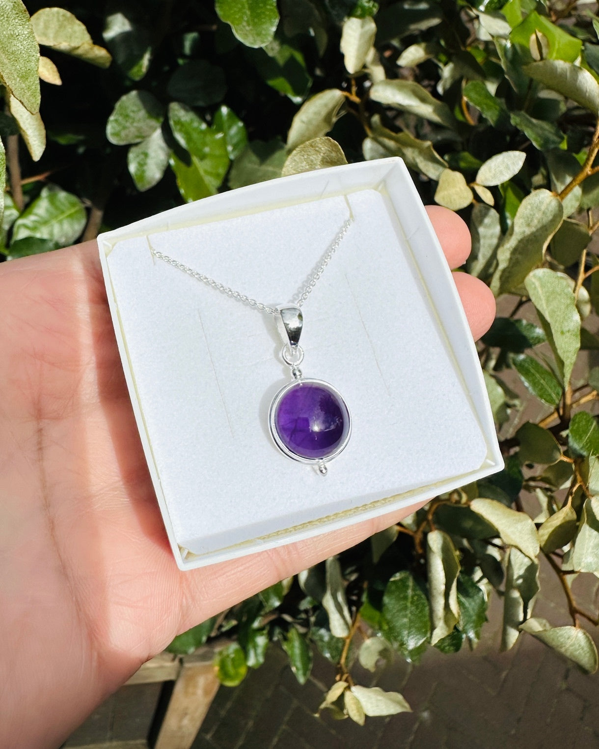 Amethyst Necklace Round