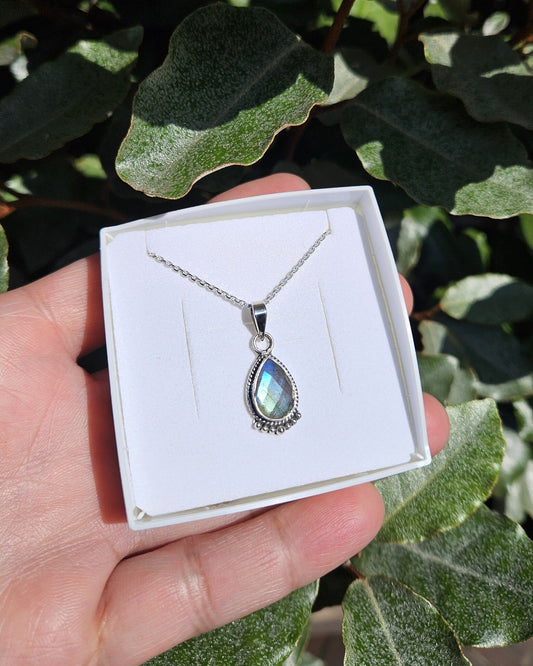 Labradorite Necklace Real Silver