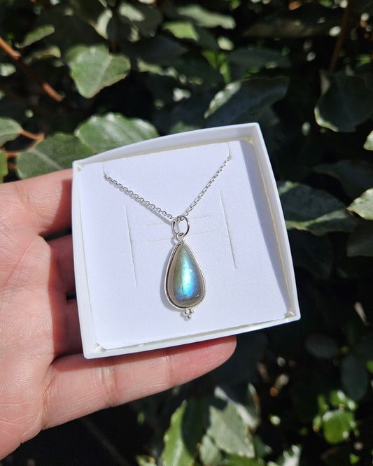 Labradorite Necklace Real Silver