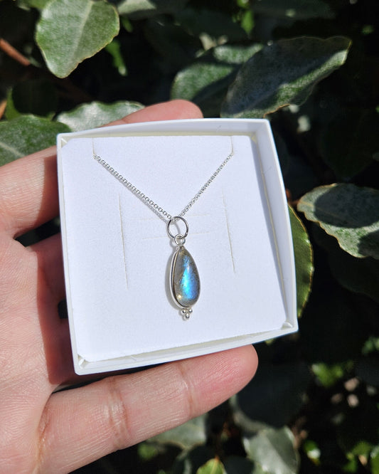 Labradorite Necklace Real Silver 