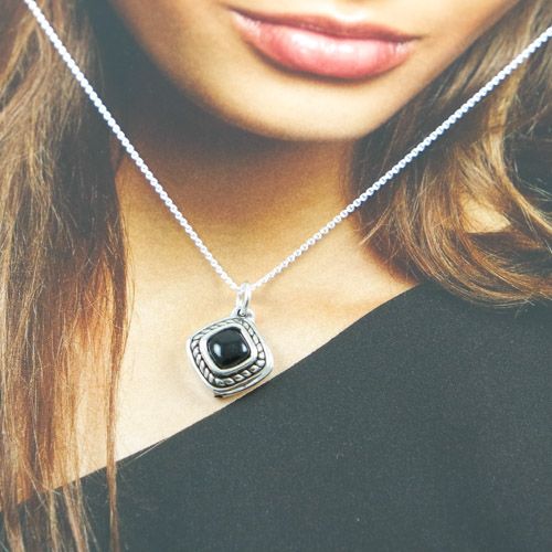 Onyx Necklace Real Silver