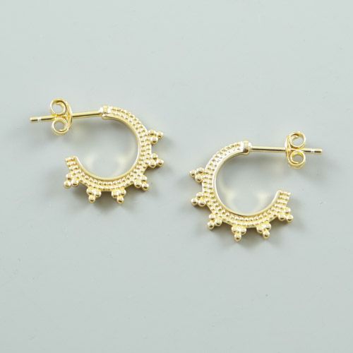 Stud Earrings Gold on Silver