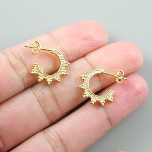 Stud Earrings Gold on Silver