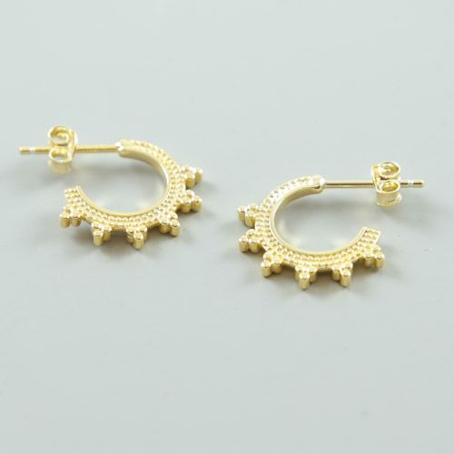 Stud Earrings Gold on Silver