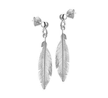 Trendy Feather Earrings Silver