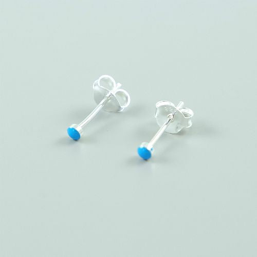 Turquoise Oorknoppen - 2mm