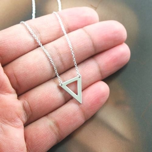 Silver necklace Open Triangle