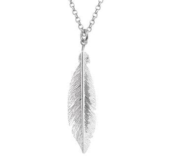 Silver Necklace Feather