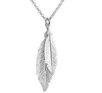 Silver Necklace Feathers