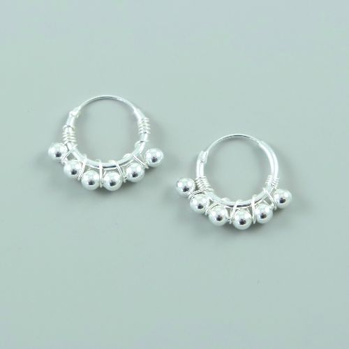 Silver Earrings with Ball - Bali - 17mm