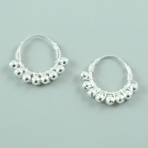 Silver Earrings with Ball - Bali - 19mm