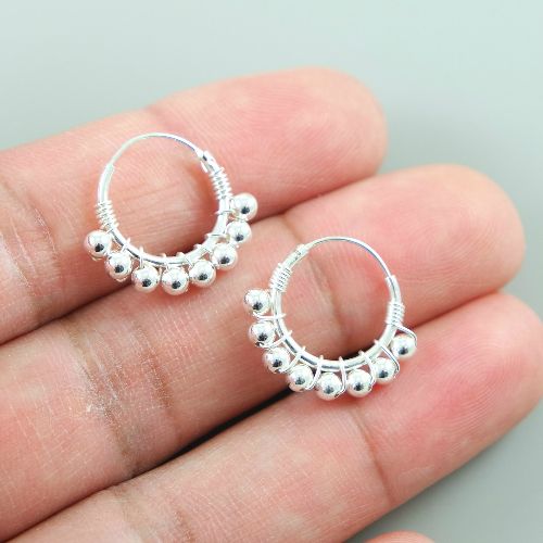 Silver Earrings with Ball - Bali - 19mm