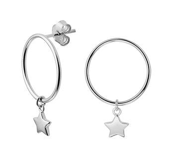 Silver Stud Earrings with a Star Charm