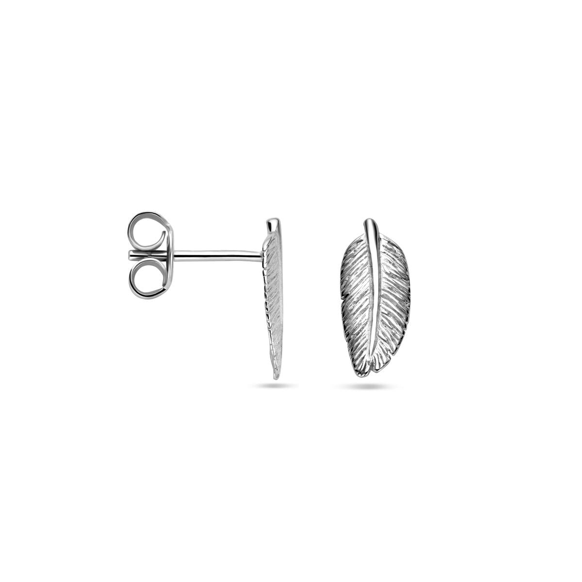 Silver Feather Stud Earrings