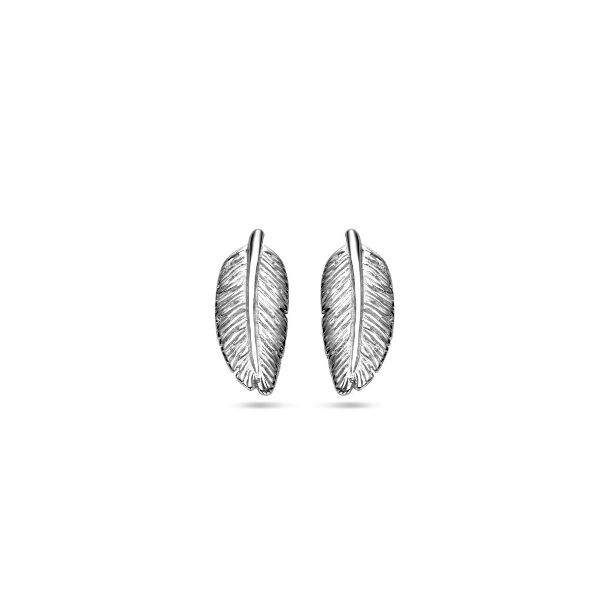 Silver Feather Stud Earrings