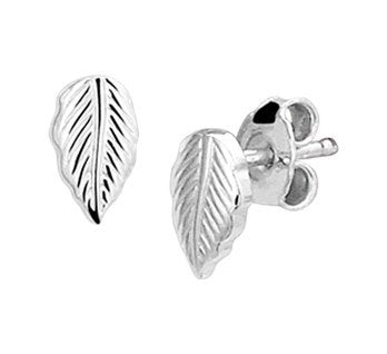 Silver Feather Stud Earrings