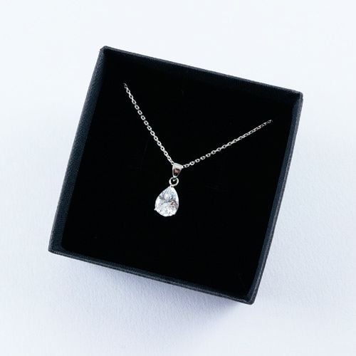 Zirconia Drop Necklace Real Silver