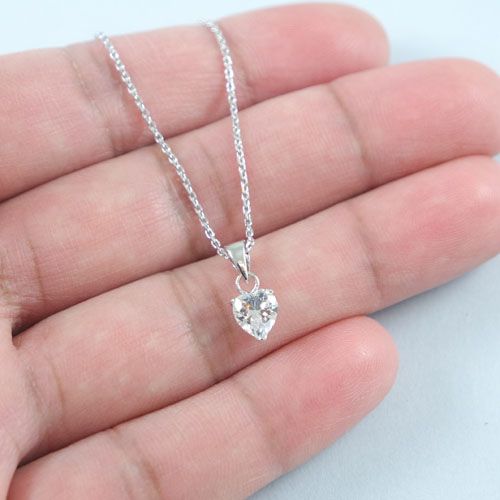 Zirconia Heart Necklace Real Silver