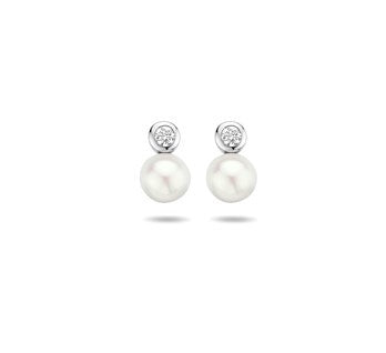 Pearl and Zirconia Stud Earrings