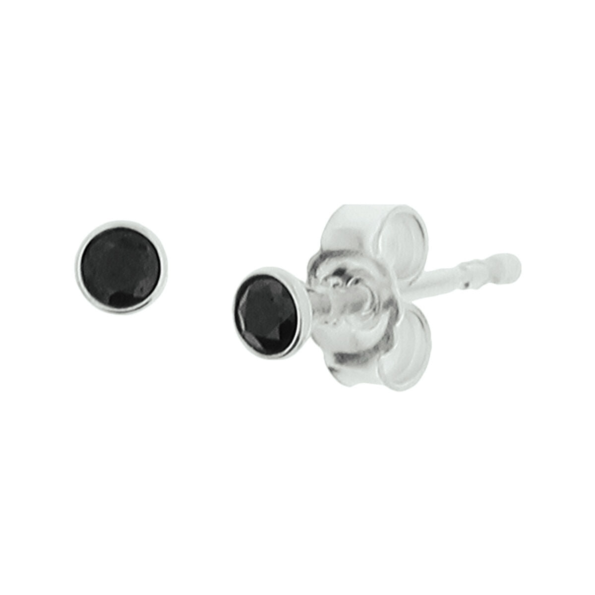 Black Zirconia Stud Earrings - Real Silver