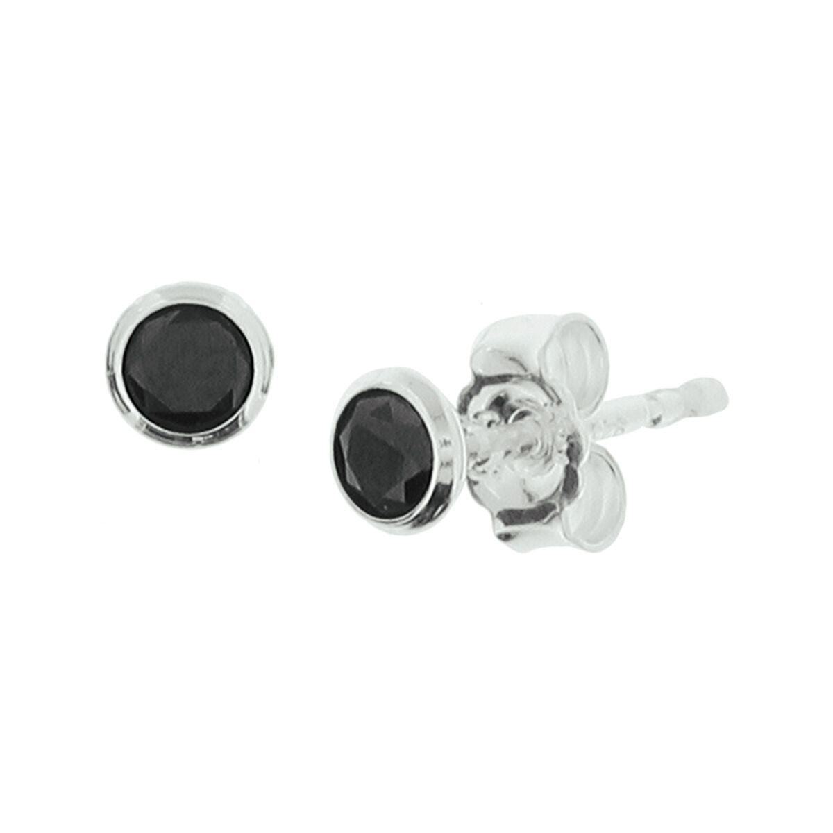 Black Zirconia Stud Earrings - Real Silver