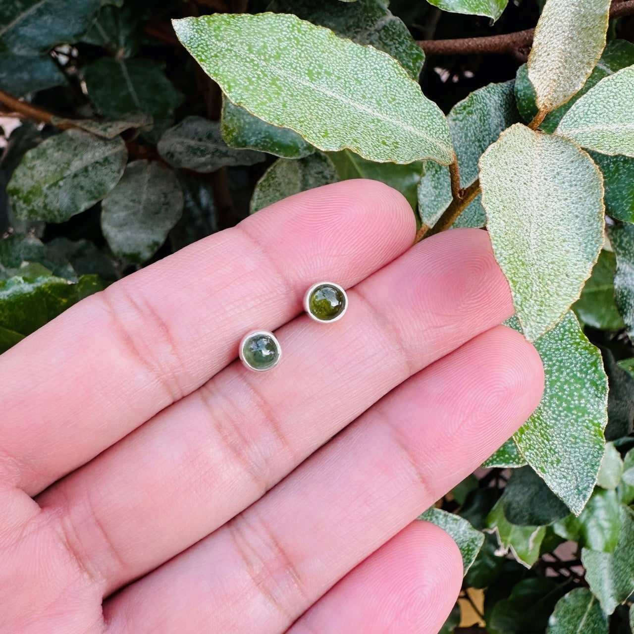 Tourmaline Stud Earrings Green