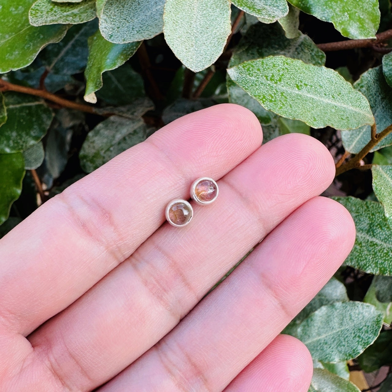 Tourmaline Stud Earrings Pink