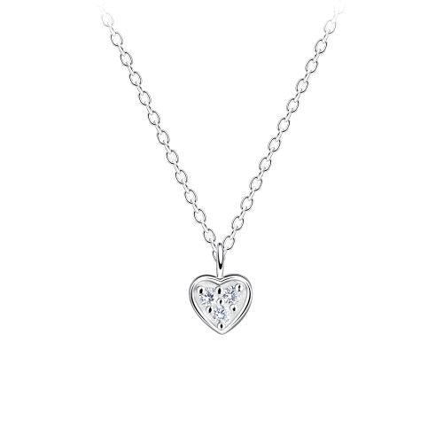 Silver Necklace with Zirconia Heart Pendant