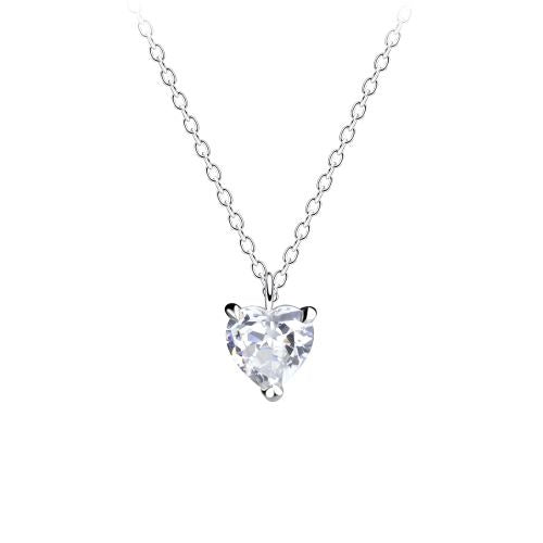 Zirconia Heart Necklace - 925 Silver